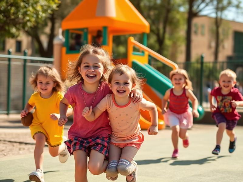 Niños jugando felices en el parque